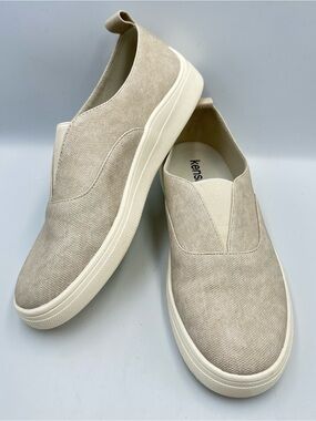 Kensie Salia Beige Slip On Shoe Womens 9M Canvas Cushion Comfort Casual Run Big